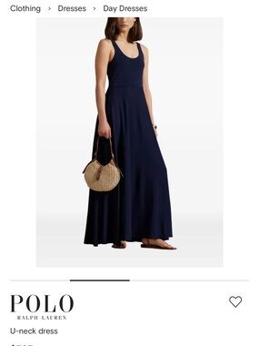 Classic Ralph Lauren Navy Scoop-Neck Maxi Dress